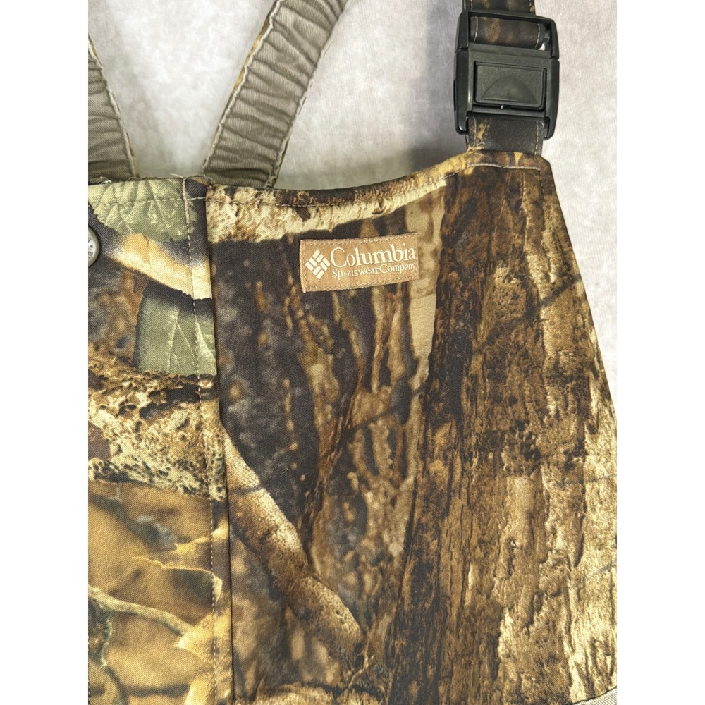 Columbia Hunting Bibs Men 2X Brown Timberwolf Camo Silent Shell Overalls Bark - Picture 3 of 9